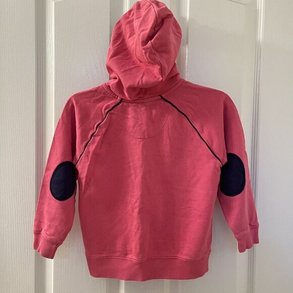 Hanna Andersson Pink Zip Hoodie Elbow Patches Piping Cotton Girls Size 110 US 5 - Picture 9 of 12